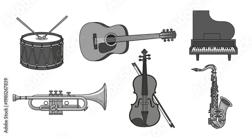 Musical Instruments Orchestra Band Variety.