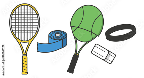 Tennis rackets and sports equipment.
