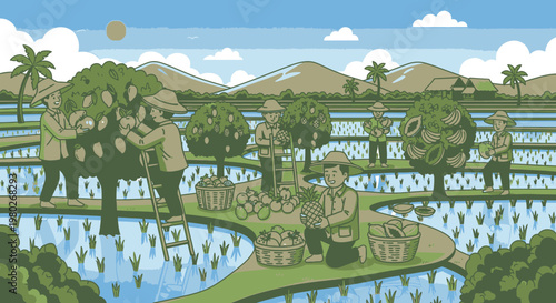 TRex Dinosaur in Water Landscape.