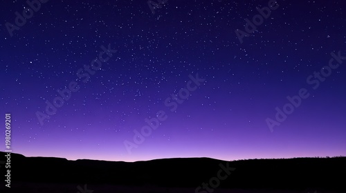 Starry Night Sky Background Purple Blue Gradient Distant Hills Silhouette High Resolution High Detail Shallow Depth Of Field