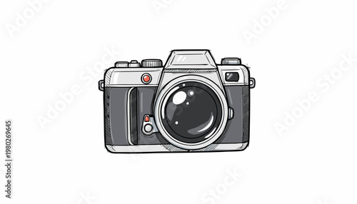 vintage photo camera hand drawn pencil