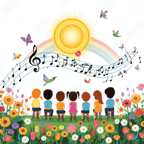 Rainbow Melody and Children's Joy Under the Sun