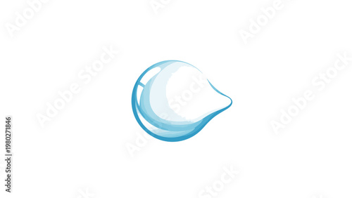 A single blue water droplet on a white background with a smooth, translucent appearance.