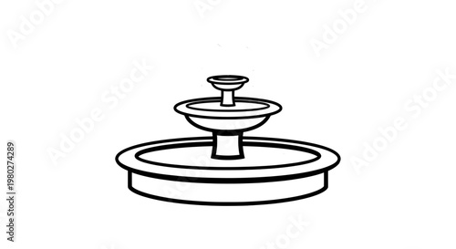 A cartoon illustration of a two-tiered fountain with blue water