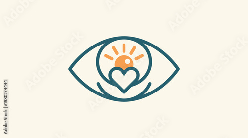 Eye with Sun and Heart Logo Design