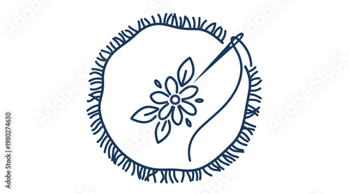 Embroidery Workshop Logo with Floral Motif