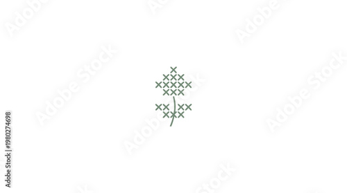 Cross-Stitch Flower Graphic on White Background