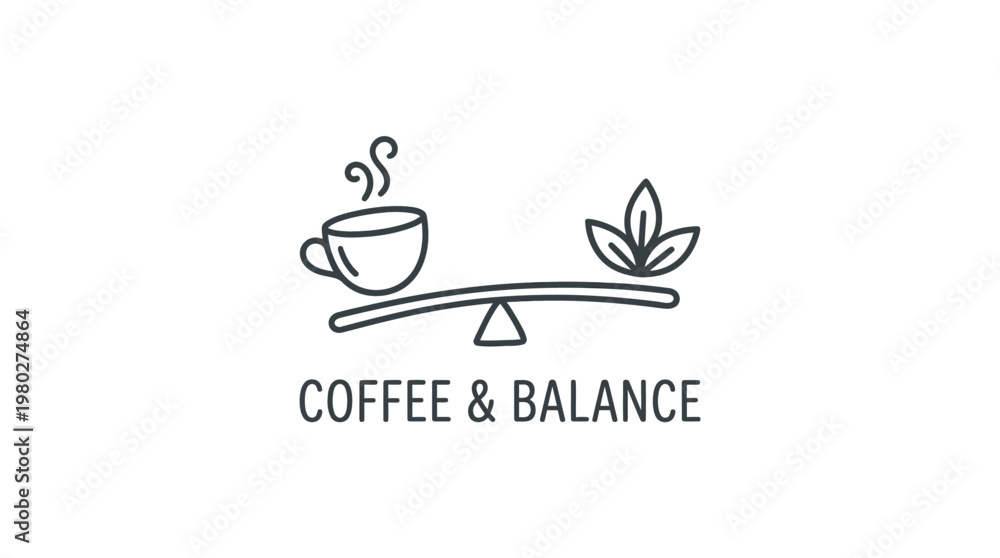 Fototapeta premium Coffee and Balance Silhouette Design