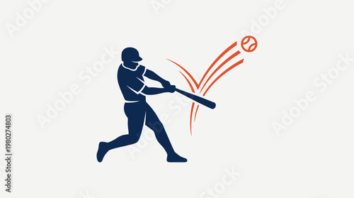 Baseball Player Swinging Bat Silhouette Logo