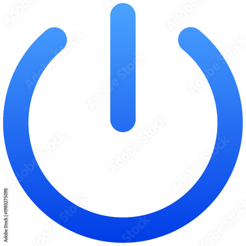 Solid blue power button icon for system start and shutdown control