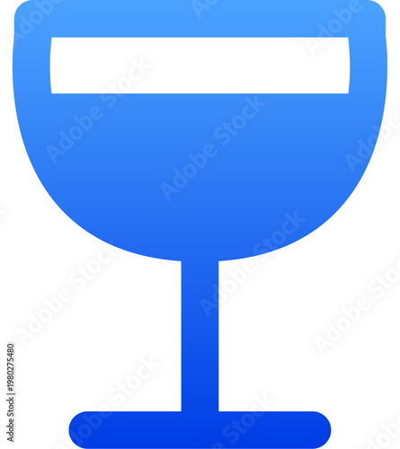 Solid blue wine glass icon for restaurant menu and drinks