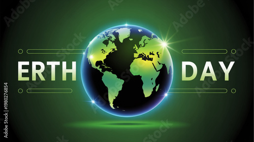 Earth Day, eco friendly, green globe, environmental awareness, vector icon