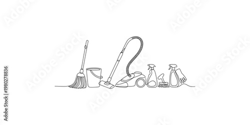 Cleaning supplies and equipment for household chores and maintenance tasks tools broom bucket vacuum products