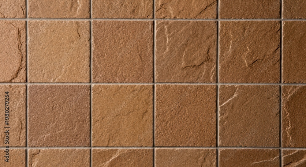 Fototapeta premium Close-up of brown tiles arranged in a grid pattern.