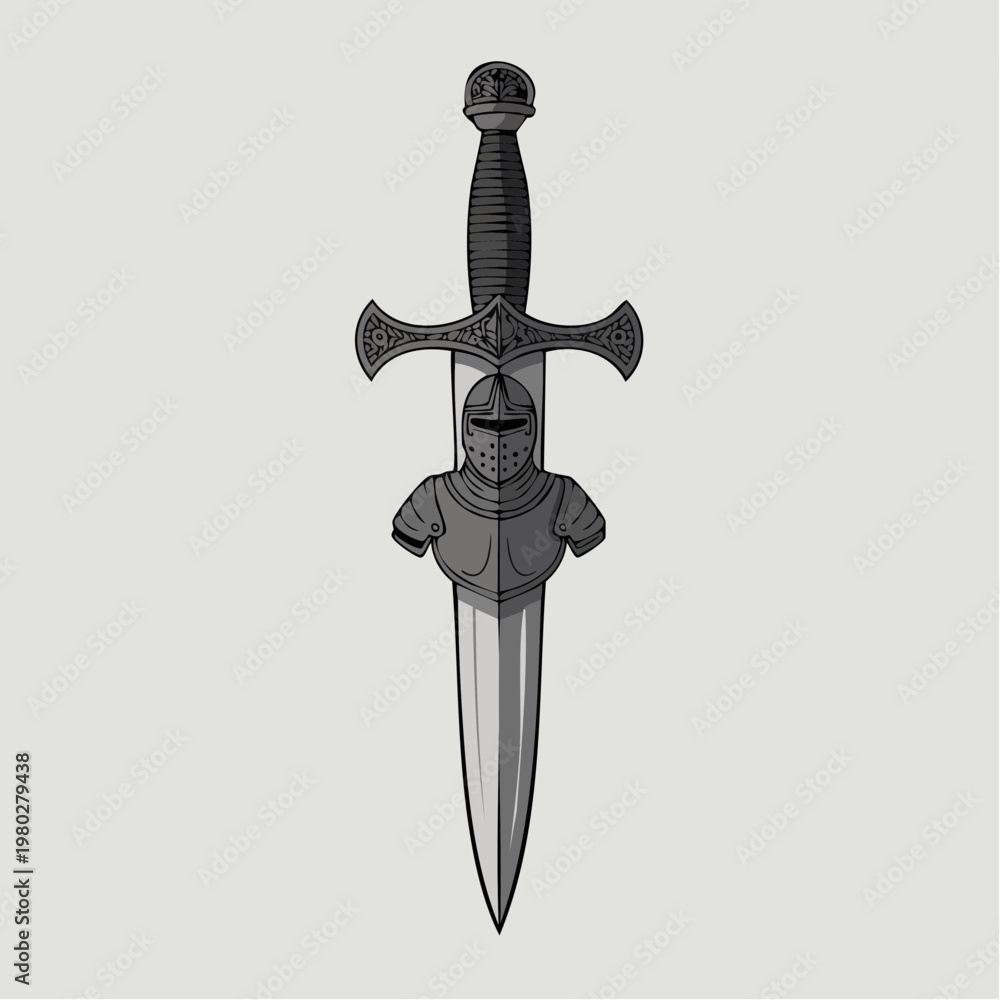 Obraz premium Ornate dagger with crossguard and double edged blade.