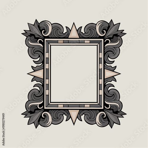Ornate decorative picture frame with carved border.