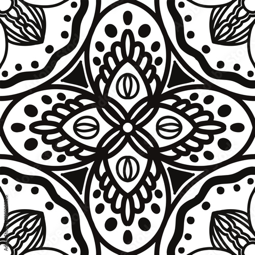 Seamless mandala vector pattern with decorative and symmetrical textile texture.
Fully editable and scalable vector design suitable for fashion fabric, clothing, sweaters, scarves, blankets, home deco