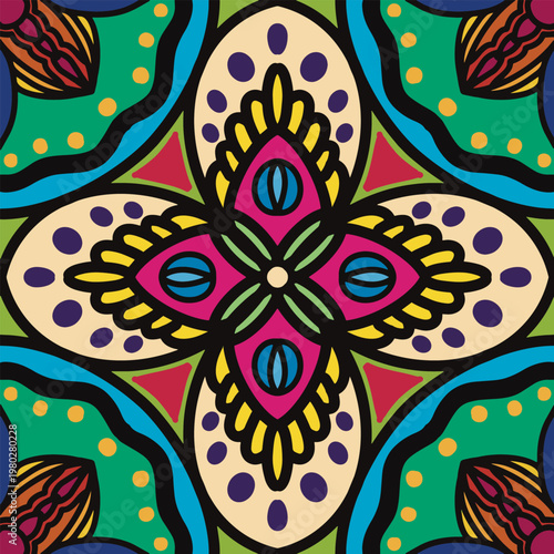 Seamless mandala vector pattern with decorative and symmetrical textile texture.
Fully editable and scalable vector design suitable for fashion fabric, clothing, sweaters, scarves, blankets, home deco