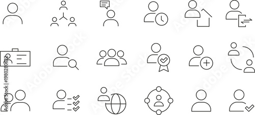 Simple Set User Related Vector Line Stock Vector
