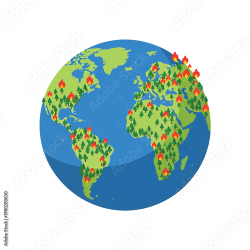 Globe with colored markers on map.