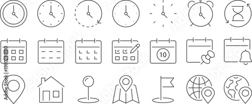 Watch Icon Outline Vector, Minimal Time Clock Symbol