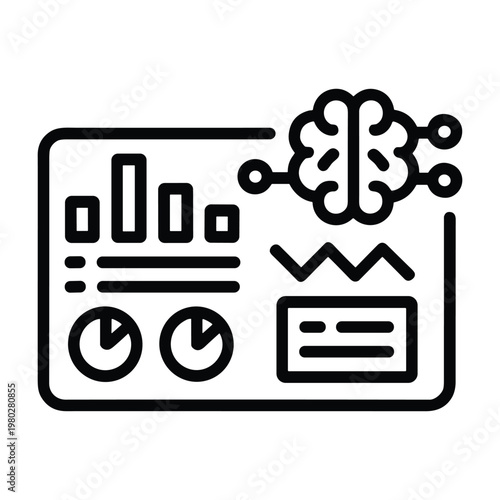 Illustration of a dashboard integrating analytics and artificial intelligence concepts