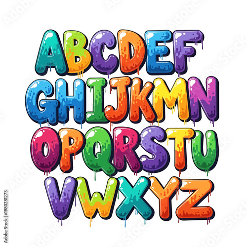 Colorful alphabet letters in bubbles 9.