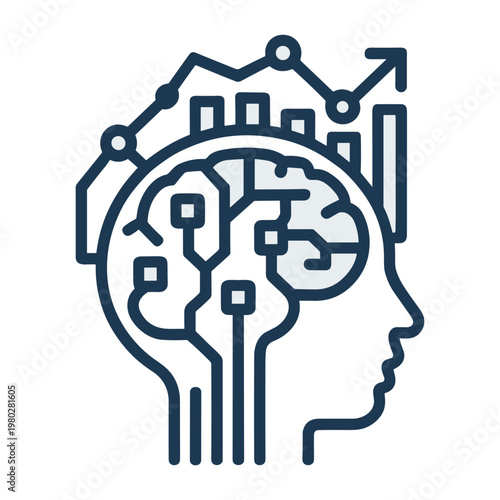 Neural network integrated within a human head silhouette