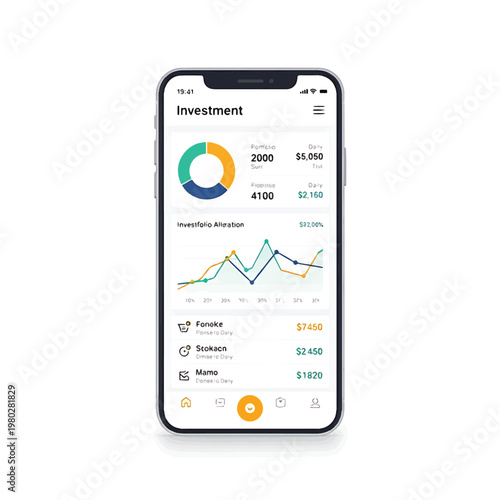 Smartphone displaying investment data screen.