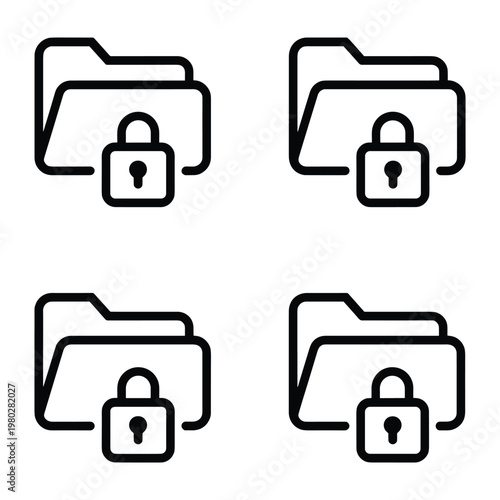 Four icons depicting folders with padlocks indicating secure or restricted access files