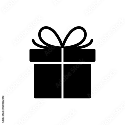 プレゼントボックスのミニマル線画アイコン モノクロ表現