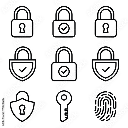 Various symbols representing security and access control methods