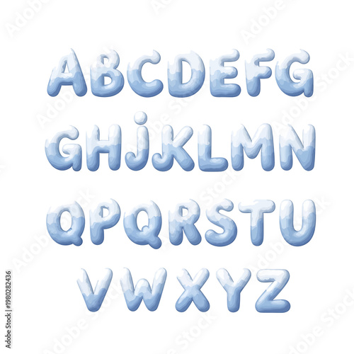 Alphabet letters in blue color.