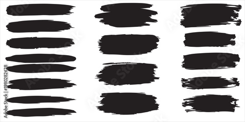 Collection of black brush strokes and paint smudges