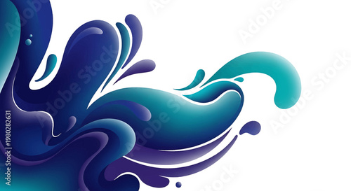 Blue and green liquid splash wave.