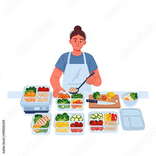 Woman Preparing Healthy Food Meals.