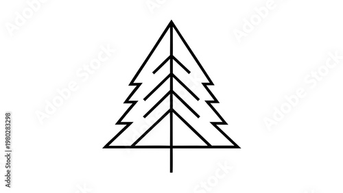 Geometric stylized pine tree illustration with sharp lines and minimalist triangular shape.