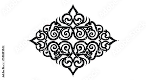 Intricate black ornamental design element.