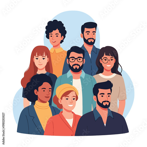 Diverse group of happy people together.