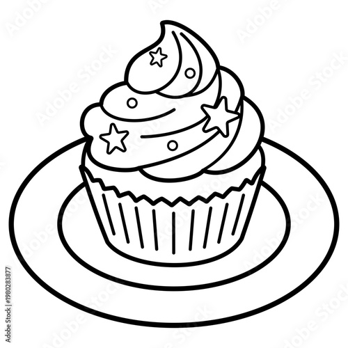 vector illustration of a cupcake wit sprinkles 