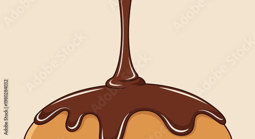 Delicious Chocolate Syrup Drizzling Over A Round Pastry