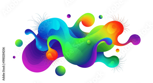Colorful Liquid Splash Droplets Art.