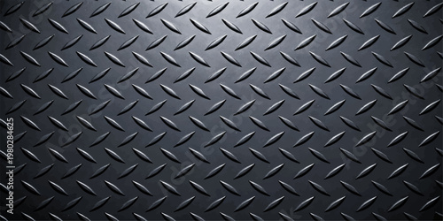 Seamless industrial dark metal texture background with a diamond pattern on a grey steel plate surface for grunge metallic wallpaper design