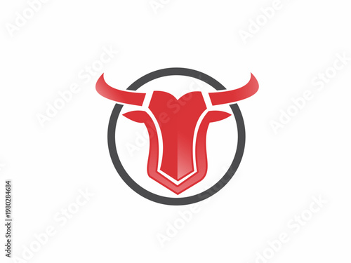 Red Bull Head Vector Logo with Circular Frame for Modern Sport Team, Automotive Branding, or Masculine Fitness Identity