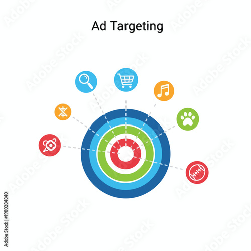 Digital Advertising Targeting Concept with Icons and Data Analytics