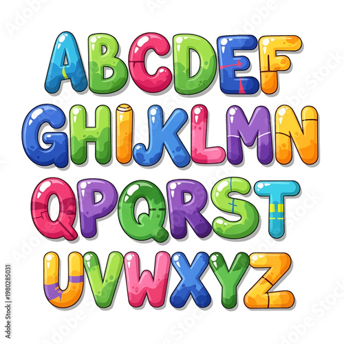 Multicolored Alphabet Letters in Bubbles 2.