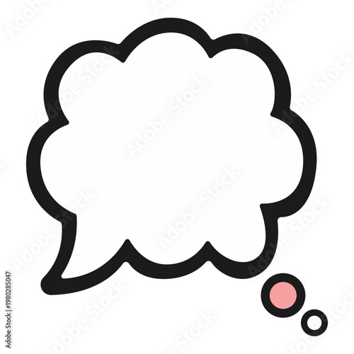 Minimal cloud speech bubble with clean bold outline, no inner detail, simple flat illustration style, isolated on light background, comic dialogue element.
