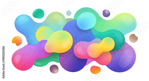Colorful Gradient Bubbles Floating Together.