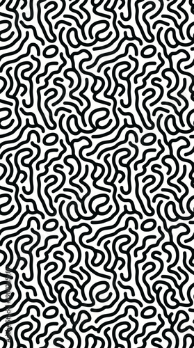 Schilderij op canvas Abstract black and white squiggly line pattern texture for design projects