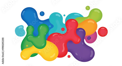 Colorful paint blobs on white background 1.